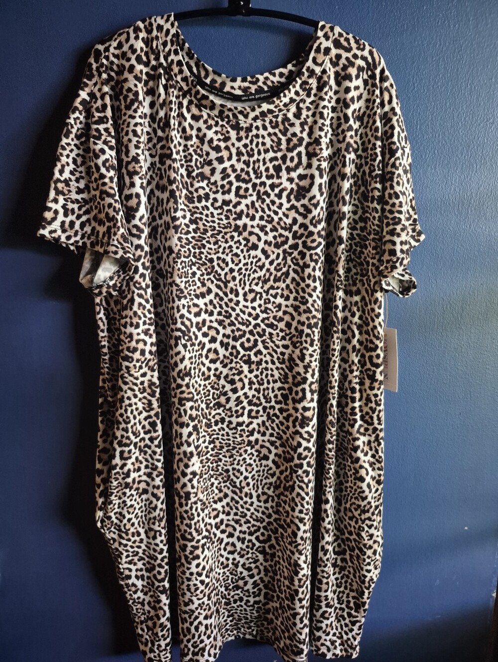 Leopard Print T-Shirt Dress - Neutral Spots